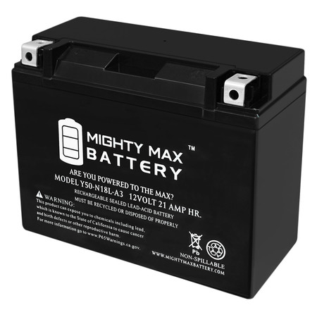 Y50-N18L-A3 Snowmobile Battery for Polaris 750cc Wide Track 1990 -  MIGHTY MAX BATTERY, Y50-N18L-A3168
